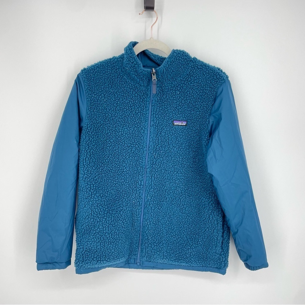 Patagonia‎ boys fleece jacket teal blue Sz XL 14